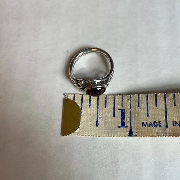 Garnet & Sterling Silver Ring, Size 4 - Picture 4 of 4